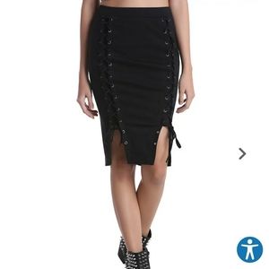 Hot Topic Black Lace Up Front Pencil Skirt